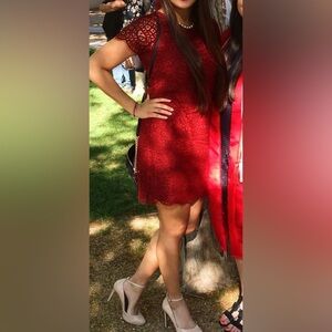 Ann Taylor maroon lace shift dress